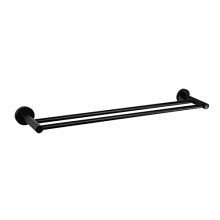 Wall Mounted Stainless Steel Towel Rack, Double Bath Towel Bar with Modern Matte Black Finish, Hidden Screw Installation