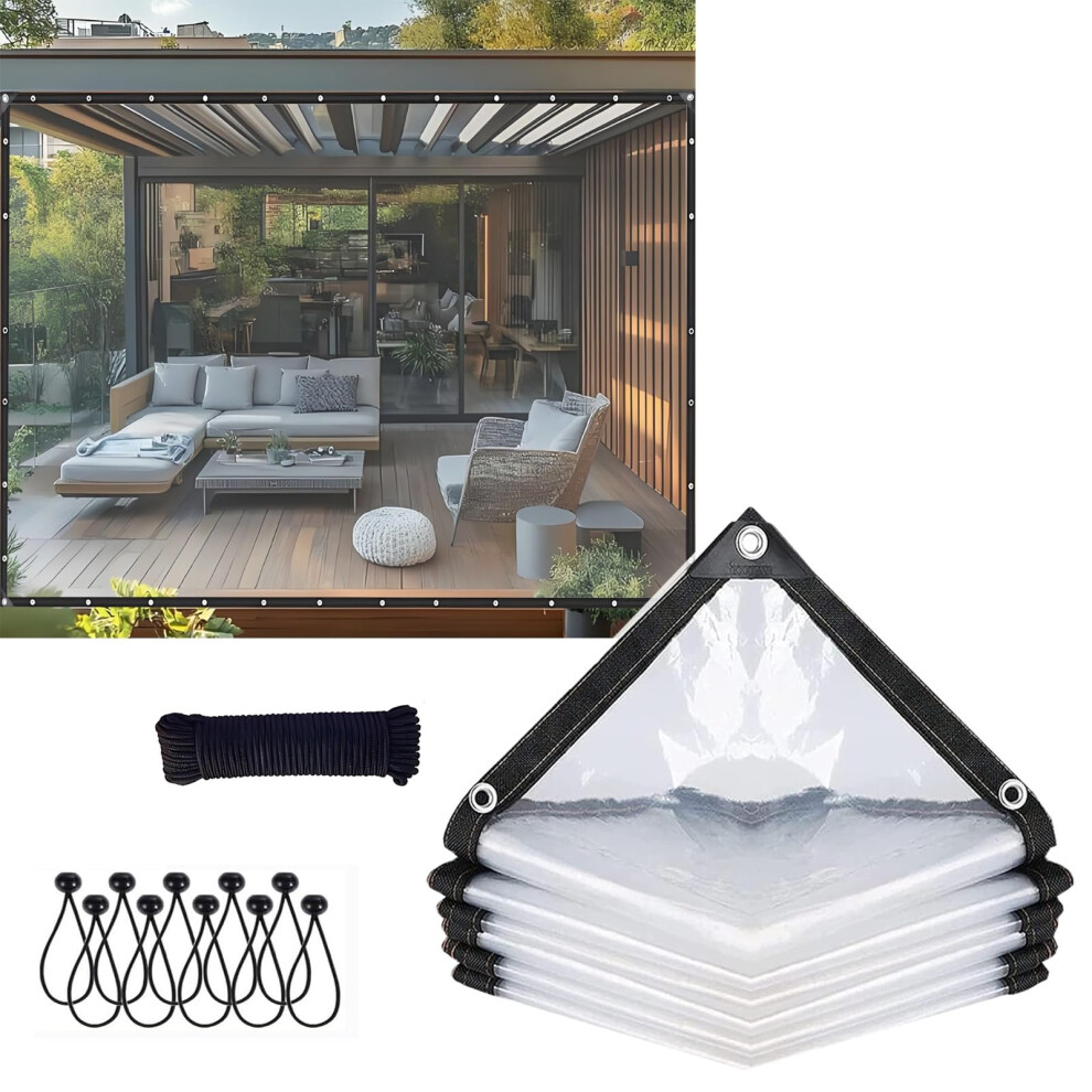 Clear Waterproof Tarpaulin 20X35 Ft Transparent Pvc Tarp With Reinforced Grommets For Patio Outdoor Protection 9073542925316