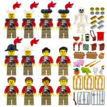 12 PCS Pirate & Skeleton Crew Wargaming Toys Pretend Play Toys Building Blocks Christmas Gift for Children
