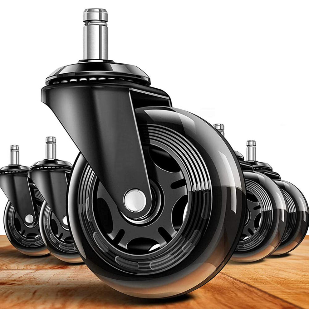 Office Chair Caster Wheels Set Of 5, Quiet Rolling Heavy Duty Rubber Casters, Universal Fit For Floor Protection 9351714405553