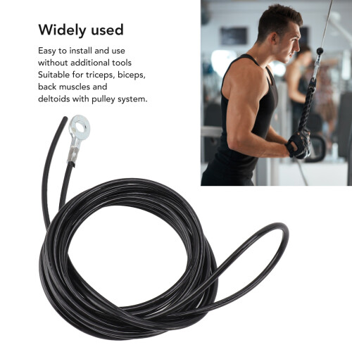 Pulley Cable 4m/13.1ft Black PU Steel Adjustable 2