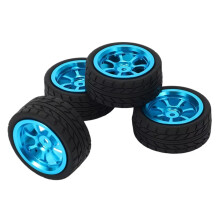 1/18 Scale RC Car Wheels and Tires Set Alloy Rims 4Pcs for WlToys A959 Durable DirectFit Replacement