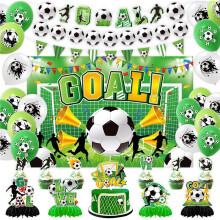 Fußball-Partygeschirr-Set, Fußball-Partyartikel mit Banner, Tellern, Bechern, Servietten und Tischdecke für die Weltmeisterschaft