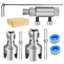 New 4 in 1 Water Pipe Wrench Wire Opener 2-in-1 Internal & External Pvc Pipe Threading Tool Kit for 1/2'' & 3/4'' Pipes