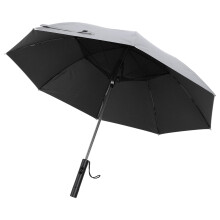 Portable Cooling Umbrella with Builtin Fan and Power Bank, Ti Silver UV Protection for Hot Weather