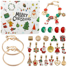 (onesize, Gold) 24PCS Christmas Advent Calendar Blind Box,Countdown Surprise Jewelry Bracelet Holiday Gift