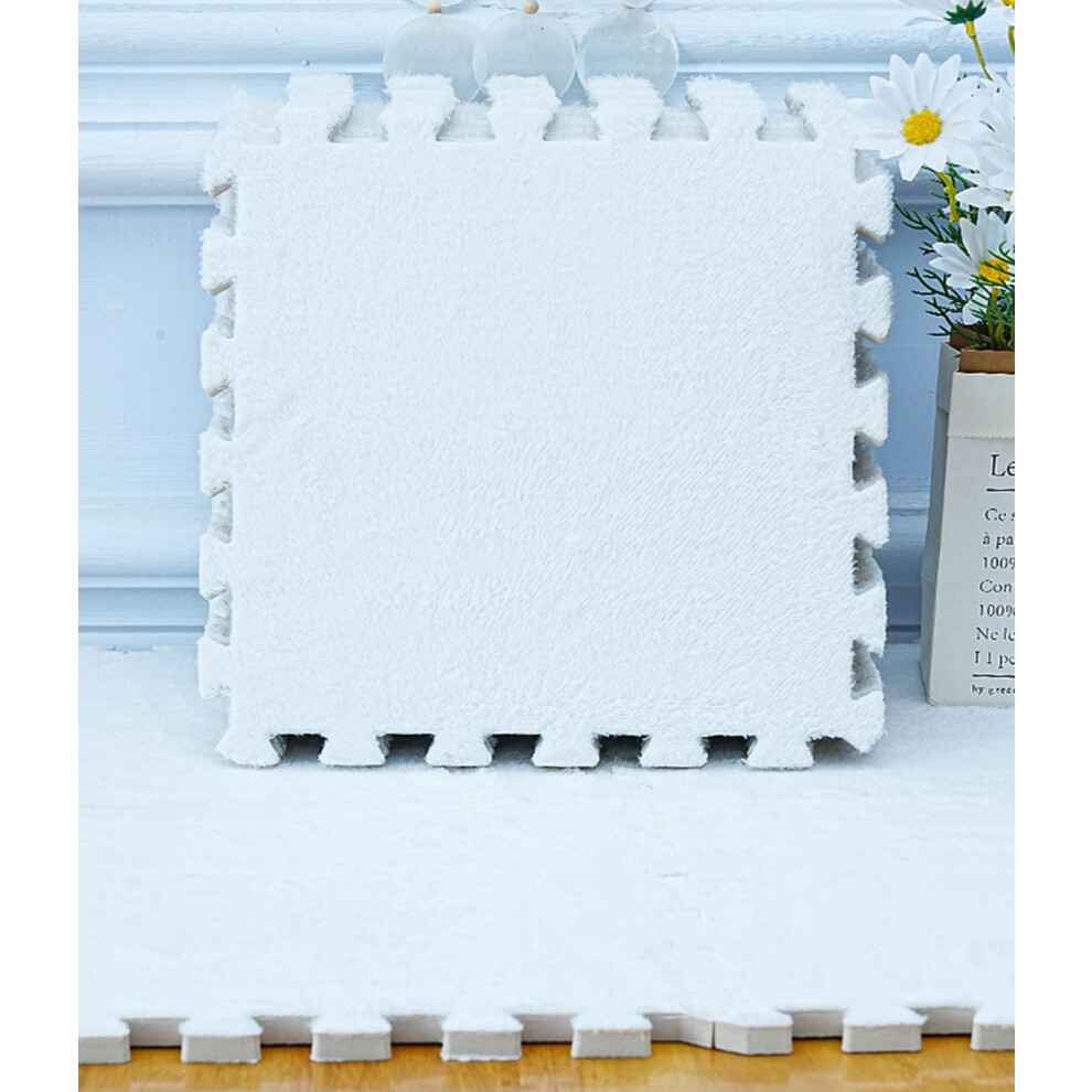 40Pcs Foam Interlocking Floor Mats Soft Plush Eva Tiles 30X30x1cm Cushioned Play Mat For Home And Kids Room White