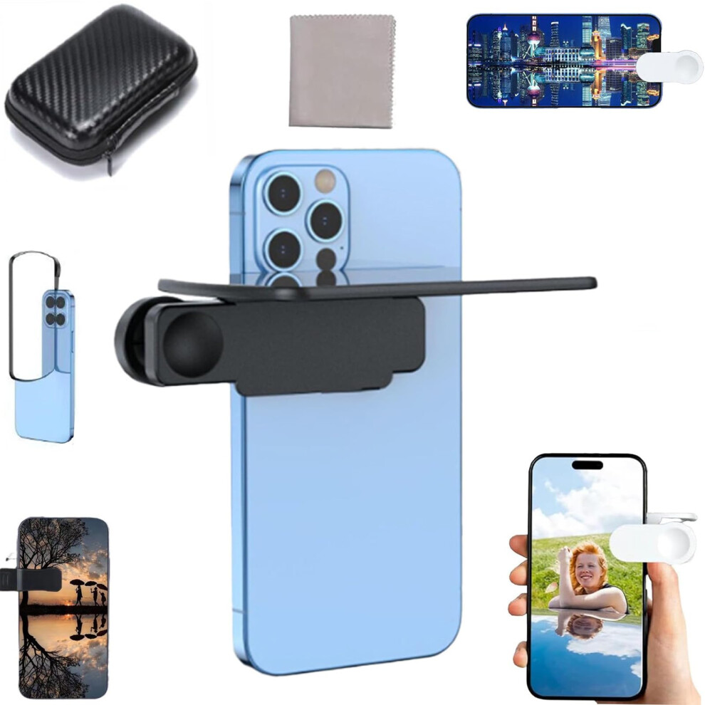 Mirror Effect Lens For Phone Â Hd ScratchâResistant Glass, 360 Adjustable Clip, Universal Mirror Reflection Photography Attachment (Black) Black 9771547779445
