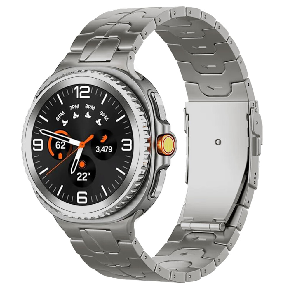 Titanium Watch Band For Samsung Galaxy Watch 8 Classic 46Mm, NoâGap Adjustable Strap With DualâButton Clasp 9351714406154