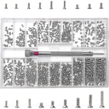 Kit de 500 micro-vis de réparation (m), assortiment de petites vis en acier inoxydable M1.2, M1.4 et M2 avec tournevis, argent