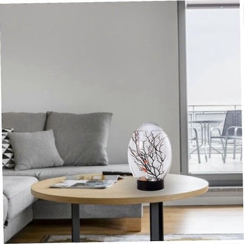 Mini aquário de mesa com ecossistema aquático fechado, com base giratória e LED. 1