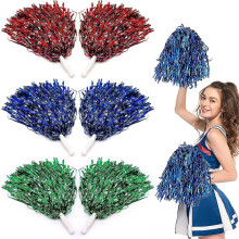 6 Pieces Cheerleading Pompoms Multicolor Colored Cheerleader Pompoms With Handle For Sports Matches, Stage Performance, Holiday Party