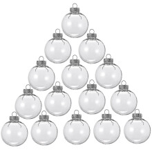 15 stuks ronde, transparante kerstballen, vulbaar, doe-het-zelf kerstboomballen, gemaakt van plastic.