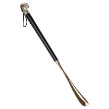 Cornes à chaussures en métal, rehausseur de chaussures en laiton, accessoire pratique pour trous de chaussures, noir (58 cm)