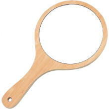 Salon Hairdressing Hand Mirror Circular Hand Mirror with Wooden Handle Wooden Round Hand Mirror compatible with Makeup
