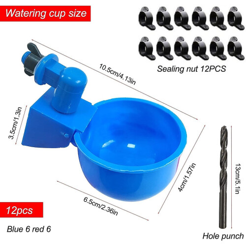 12 Pieces Chicken Drinker, Automatic Drinker, With Punch Tools, Suitable For Chickens, Ducks And Other Backyard Poultry 1
