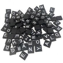 2x100 pezzi sfusi 26 lettere e numeri dell'alfabeto in legno neri per lavoretti e giochi