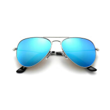 Polarisierte Aviator-Sonnenbrille für Kinder, Jugendliche und junge Erwachsene, Edelstahlrahmen, Federscharnier, UV-Schutz, Blau
