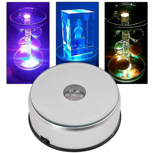 Display Turntable Base For Crystals Glass Art,led Colored Rotating Crystal Display Base Stand With 2