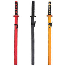 Conjunto de 3 Espadas Katana de Madeira Samurai para Cosplay, Adereço de Espada Japonesa, Brinquedo Infantil
