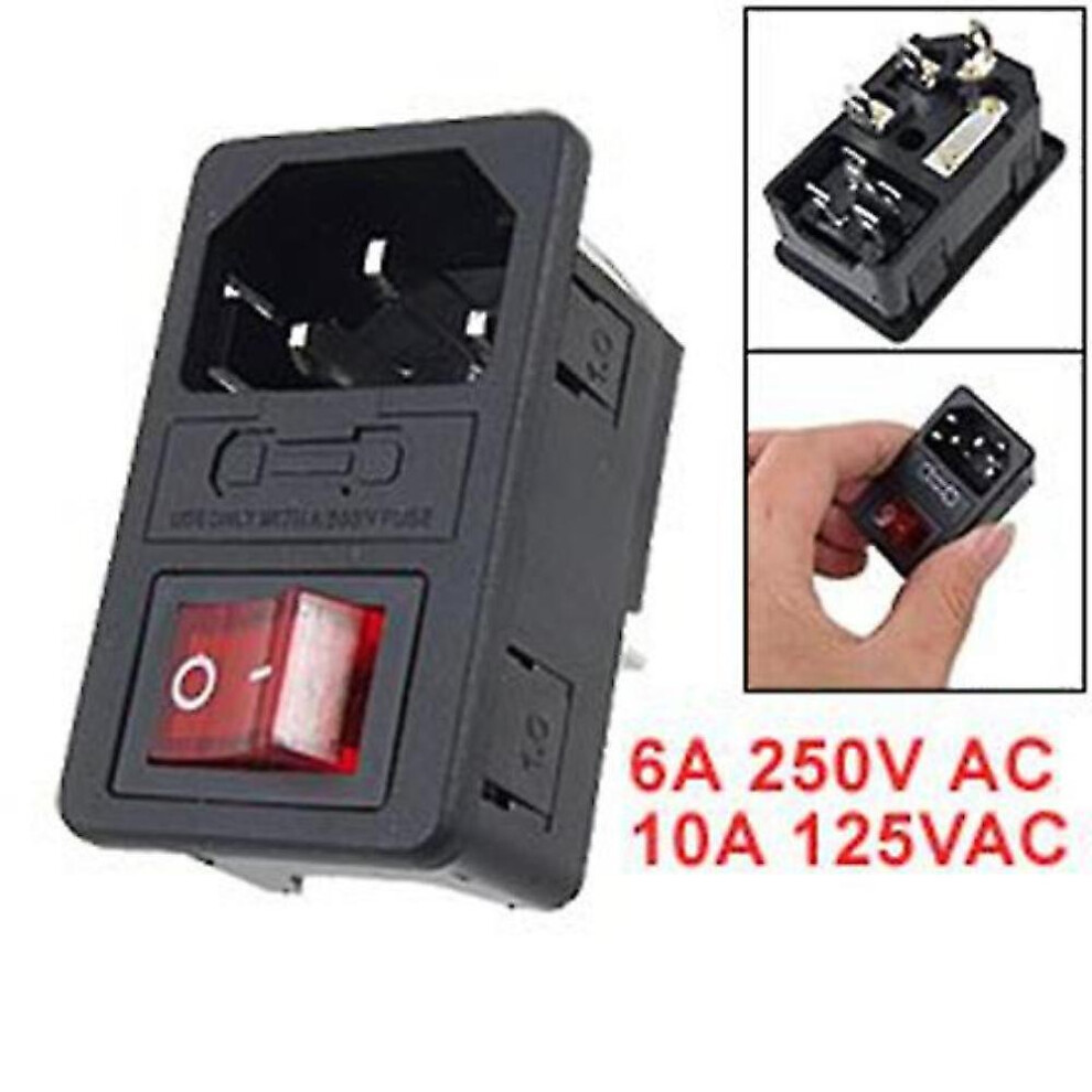 Male Power Socket 10A 250V 3 Pin Iec320 C14 With Fuse Switch 3561023158910