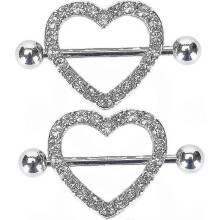 2 stuks hartvormige tepelringen van 316L roestvrij staal, tepelpiercings met staafje, 14 g, twee lagen, HK