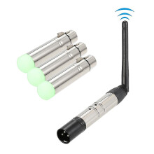 Kit DMX512 com 4 transmissores e receptores portáteis 2.4G ISM sem fio para festas, shows de DJ, clubes, discotecas e karaokês.