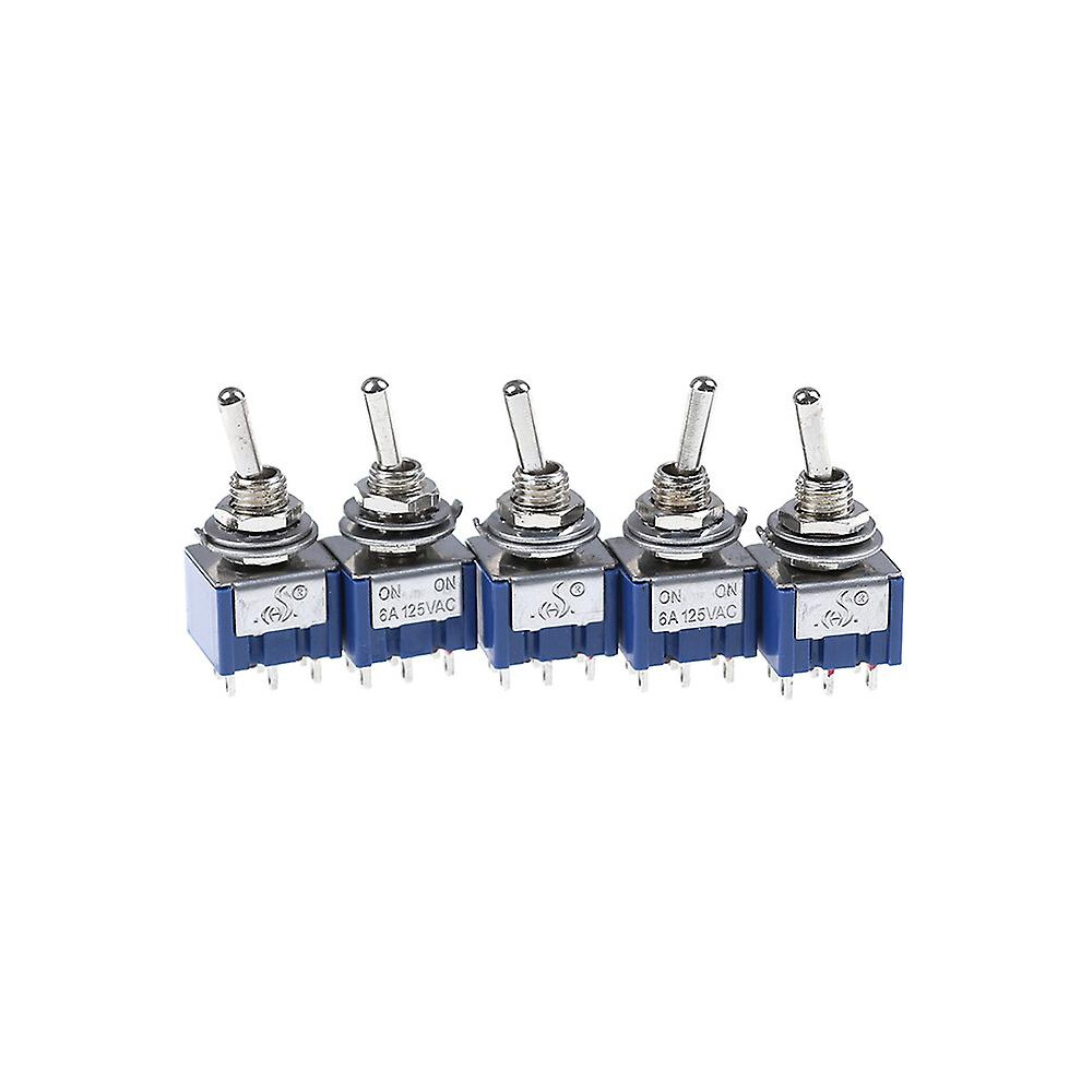 5Pcs 6P Toggle Switch 6A 125Vac 6 Pin Dpdt On-On Mini Toggle Switch Compatible With Electrical Projects 3153133093993