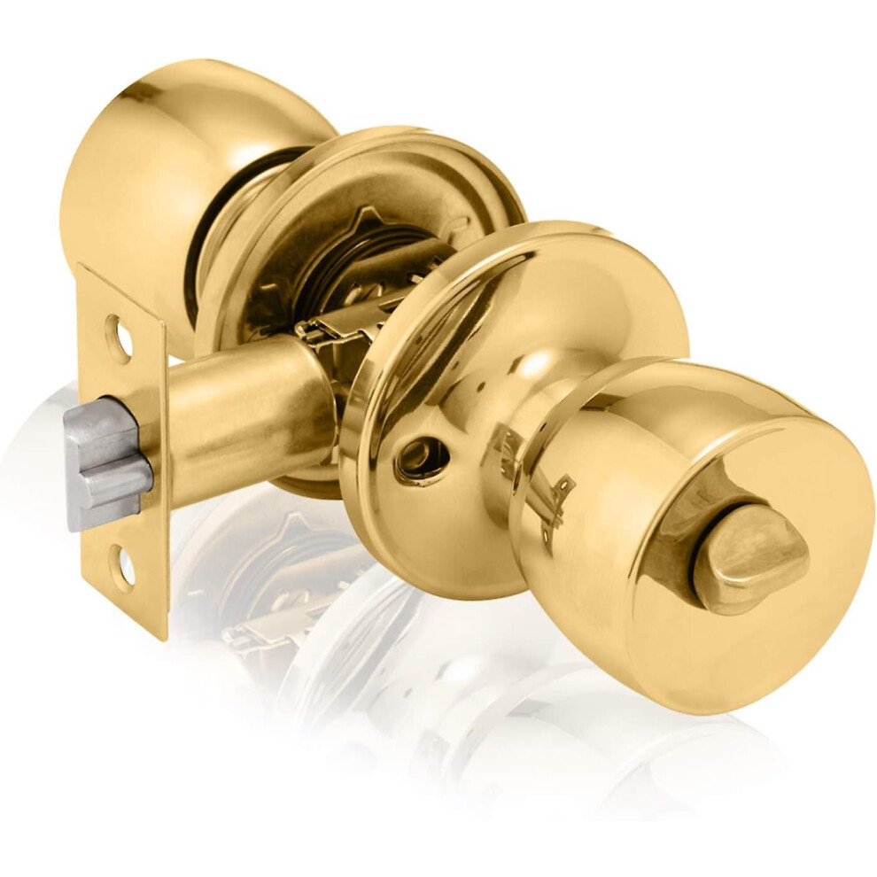 Polished Brass Privacy Knob Set With Tulip Design, Interior Door Lock With Turn Locking Mechanism 3084464161450