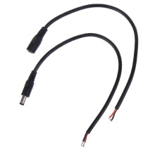1 par de cables conectores de alimentación de CC de 12 V y 10 A con conector tipo barril, conectores macho y hembra de CC de 2,1 mm x 5,5 mm.