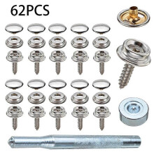 Kit de 62 boutons-pression à vis en acier inoxydable pour bâches de bateau, capots de voiture, caravanes et tentes