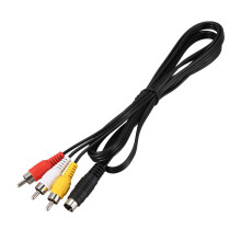 Cabo conversor de 1,5 m (4,9 pés) com 3 conectores RCA macho para 4 pinos S-Video macho para TV e PC.