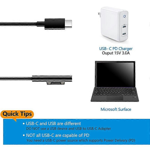 Surface Connect USB-C-Ladekabel, kompatibel mit Surface Pro 3/4/5/6/7, Surface Laptop 3/ 2