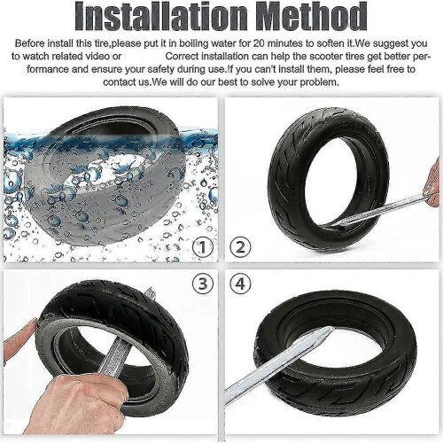 Pneu maciço de 10 polegadas, 10x2.70-6.5 70/65-6.5 para scooter, sem ar, à prova de furos e à prova de explosão. 2