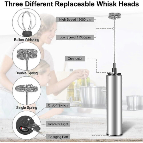 Mousseur à lait portable, mousseur à café électrique, Iave USB 1