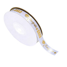 1cm Wide Polyester Ribbon 22M Long Graduation Decorative-White