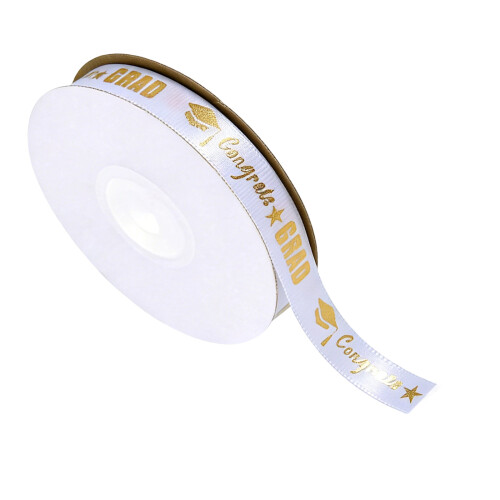 1cm Wide Polyester Ribbon 22M Long Graduation Decorative-White