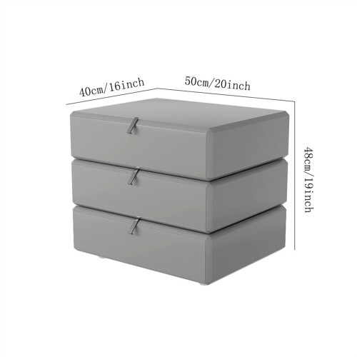 Black Solid Wood Bedside Table with Three Drawers, Modern Nightstand for Bedroom Storage 2