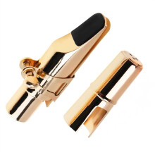 Gold Alto Saxophone Mouthpiece with Ligature and Cap, Durable Metal Build, Clear Tone Response
