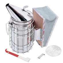 Bee Hive Smoker Stainless Steel Beekeeping Tool Kit with Heat Shield and Dual Hive Tools Set