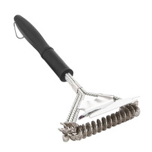 Heavy Duty BBQ Grill Brush with Scraper for Outdoor Grilling, Wire Bristles Clean Grease and Stains