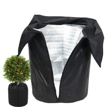 Plant Frost Protection Cover with Breathable Thermal Fabric, Adjustable Drawstring Seal, Black 45x50cm