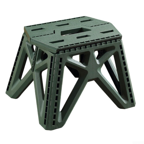 Folding Stool with Hexagonal Comfort Seat, Durable Load Support for Camping and Outdoor Use (Black)