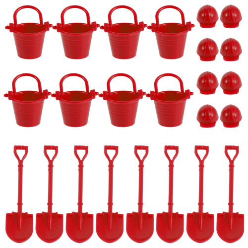 8Sets Miniature Firefighter Kit in Red Plastic for Kids Diorama