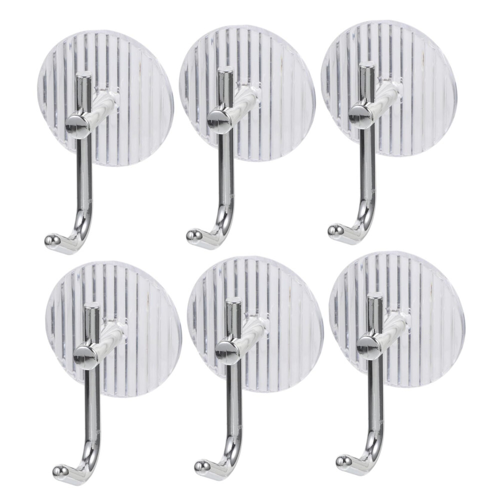 6Pcs Transparent Adhesive Wall Hooks Strong Self Adhesive Towel Holders For Bathroom And Kitchen 9330225252801