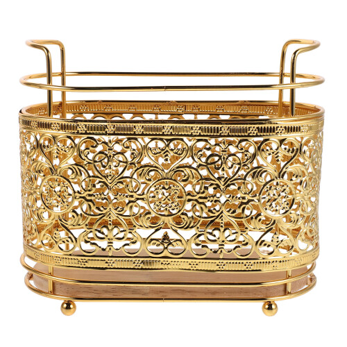 Golden Metal Makeup Brush Storage Rack Decorative Vanity Stand