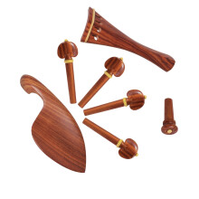 Violin Tailpiece Accessories Set, Durable Solid Wood Mahogany Chin Rest Pegs and Tail Pin Replacement Parts