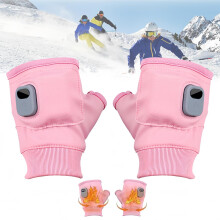 Rechargeable Heated Fingerless Gloves with Smart Temperature Control and Digital Display for Skiing Cycling Work
