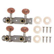 4 String Ukulele Tuning Pegs Set with Dual Hole Closed Gear Brown Round Heads for Reliable Control