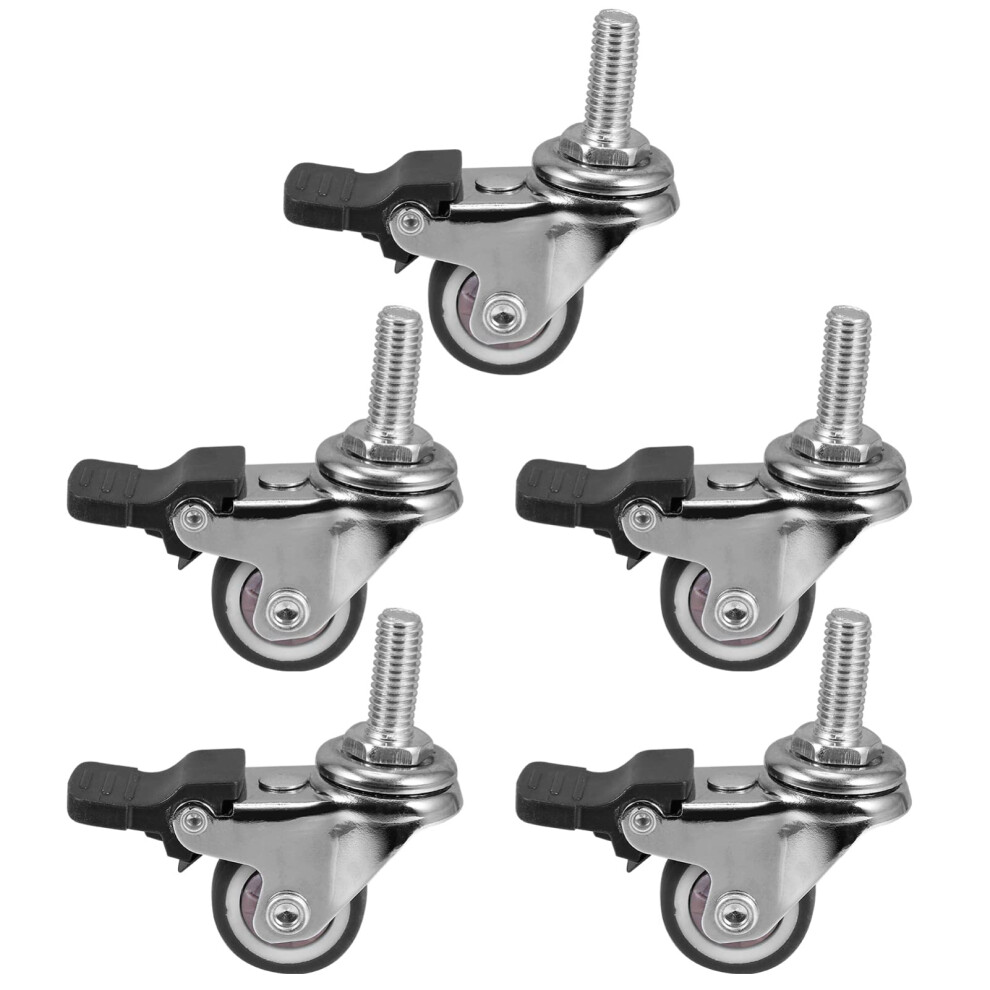 Caster Wheels With Brake Set Of 5, Grey Tpr Rubber Swivel Casters For Furniture, Silent Smooth Rolling 9073542928546